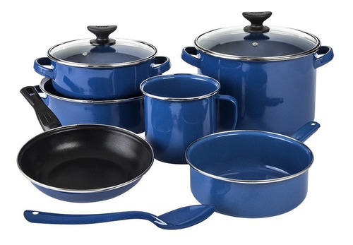 Imagen 1 de 7 de Batería De Cocina Cinsa 9 Piezas Color Azul Grafito