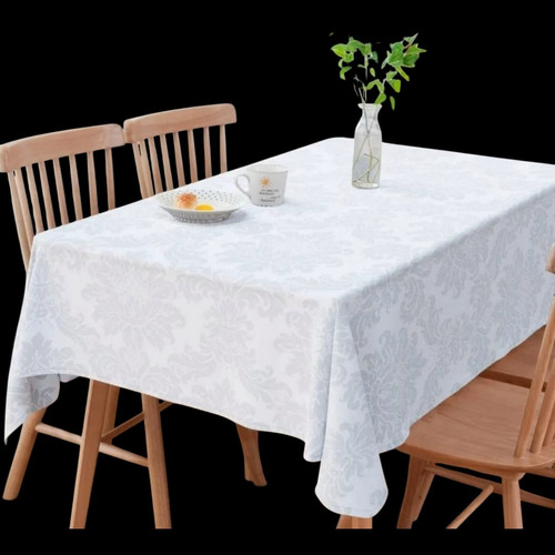Toalha Mesa Jacquard Retangular 8 Lugares + Brinde. Cor Branco