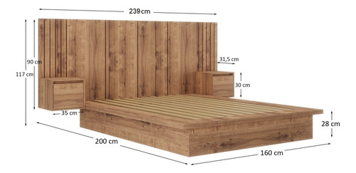Cama Casal Com Cabeceira 2 Mesa De Cabeceira 2 Gavetas 8292