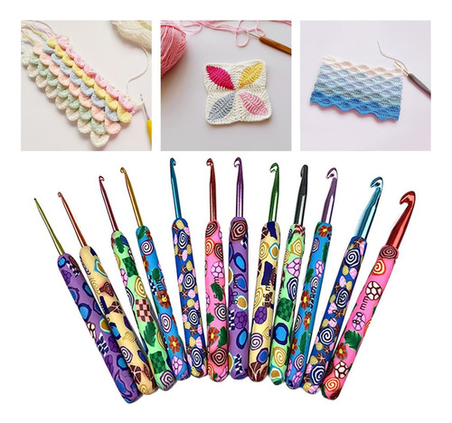 Kit De Ganchos De Ganchillo De 12 Piezas Con Mango Suave,