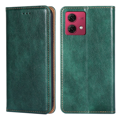 Funda De Piel Verde Brillante Para Motorola Moto G84 5g