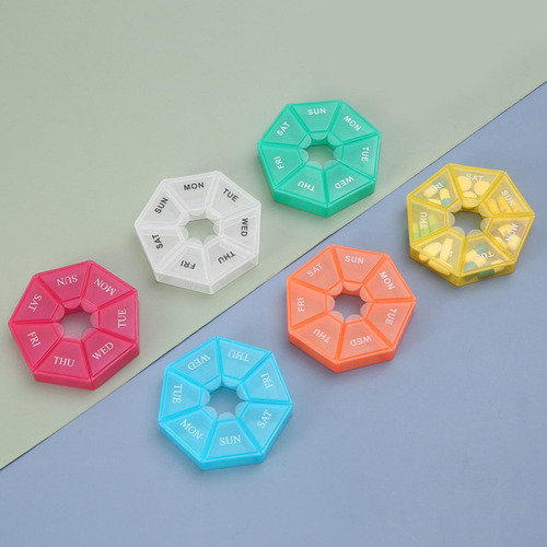 O 5 Caja Semanal Para Pastillas Con Tapa En Tonos 5 Piezas