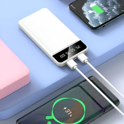 Power Bank 10.000mah 2 Usb Cargador Portátil - 13335 Color Blanco