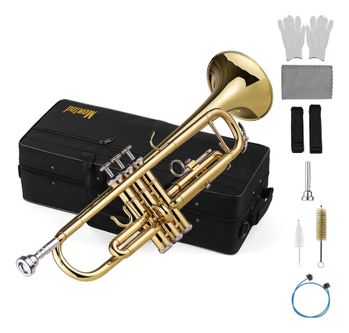 ~? Mowind Trumpet B Flat Standard Student Bb Key Brass Gold 