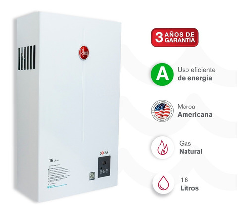 Calentador Rheem 16lt Digital Tiro Natural Gas Natural