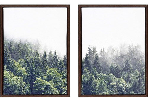 Kate Y Laurel Sylvie Lush Green Forest On A Foggy Day Framed