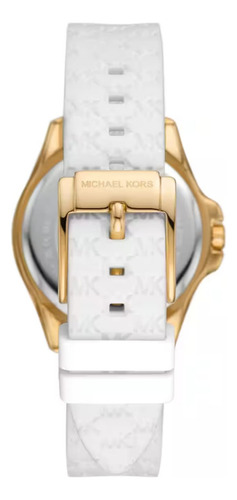 Reloj Pulsera Michael Kors Mk7372 Con Correa De Silicona Color Blanco - Bisel Dorado