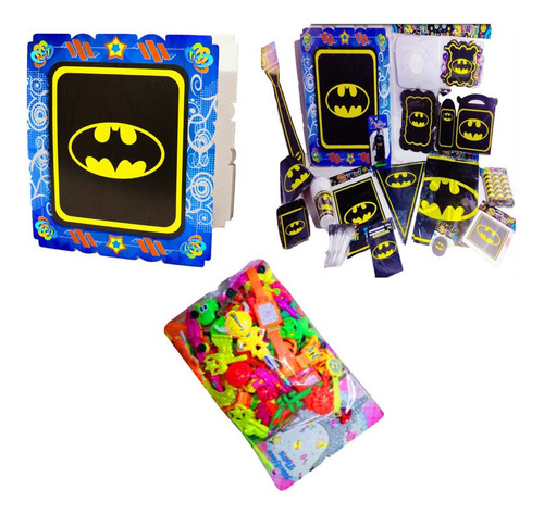 Kit Decoración Piñata Relleno Fiesta Batman Logo 36 + Regalo