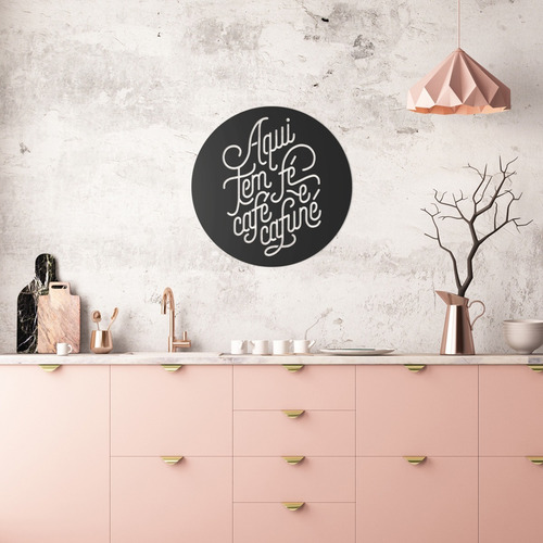 Imagem 1 de 3 de Quadro Decorativo Parede Cozinha Aqui Tem Fé 90cm
