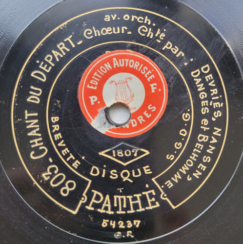 Devries Nansen Disco Pasta Pathé 803 / 808 Danges Belhomme (Usado)