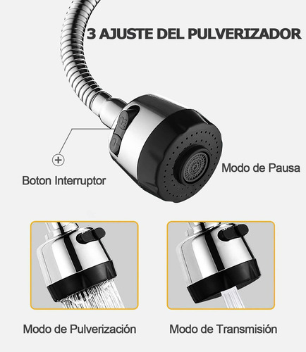 Llave Mezcladora Solvex Fregadero Cromo Espejo Flexible