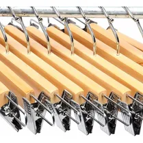 Comprar Colgador De Ropa Madera Con Pinza Por Docena