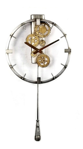 Reloj Péndulo Engranaje De Pared En Metal Campoamor Deco