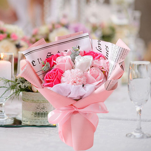Jabón Artificial Ramo De Flores Rosa Eterna Para