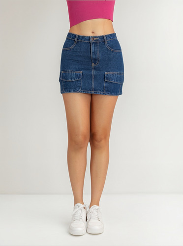 Falda Cargo Mini De Mezclilla Jeanswest 2151