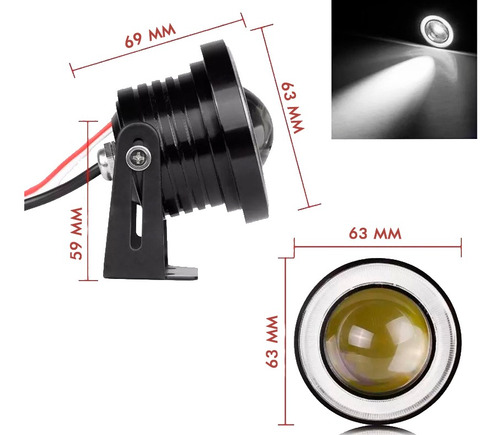 Imagen 1 de 8 de Faro Caminero Univ. Led Red. 76mm Ojo Angel Jgo.