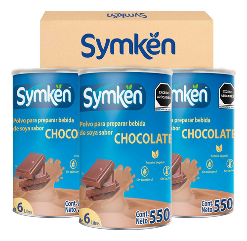 3-pack Malteada De Soya Sabor Chocolate | Bote 550g | Symken