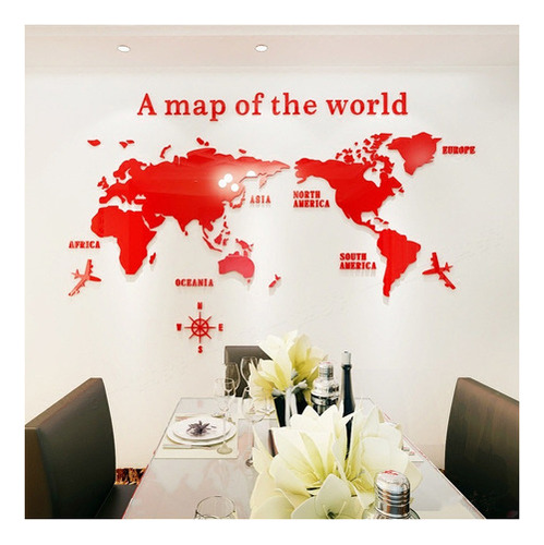 . Adhesivo Acrílico De Cristal Macizo Liso Con Mapa Del Mund
