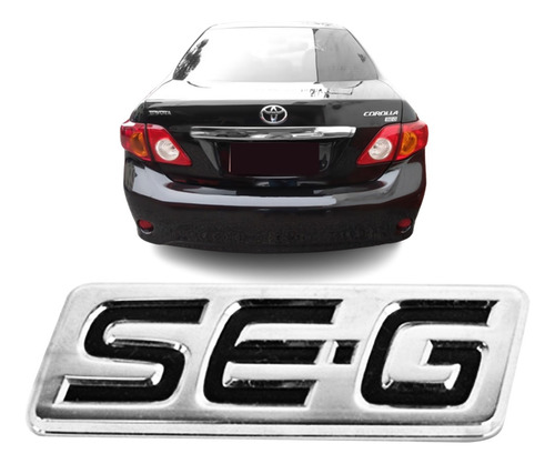Emblema Nome Seg Se-g Mala Corolla Cromado E Preto 2009/2014