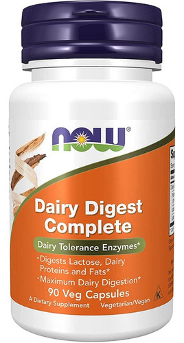 Enzimas Dairy Digest Complete, Now Foods, 90 Cápsulas