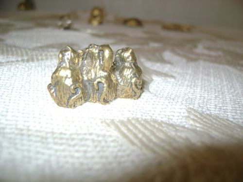 Antigua Miniatura Bronce Los 3 Monos Sabios Antibes Francia (Usado)