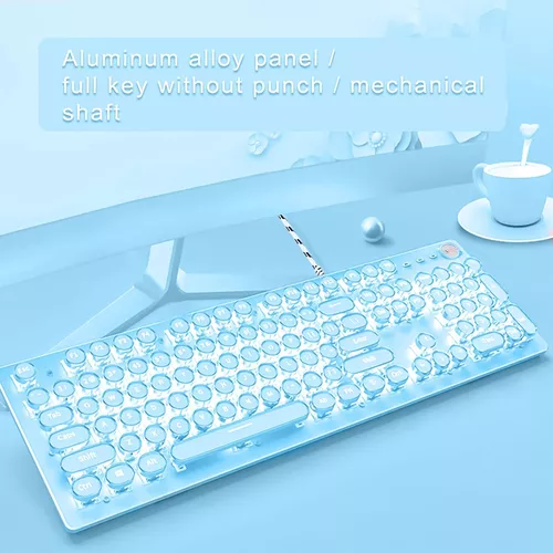 Teclado mecánico vintage para juegos con ratón retro punk estilo máquina de  escribir blanca led retroiluminado usb con cable mecánico