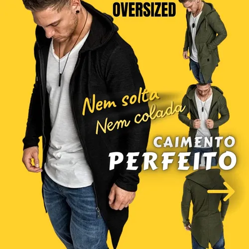 Casaco moletinho hotsell alongado masculino