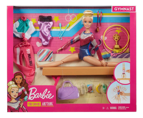 Muñeca Barbie Gimnasta Barra De Equilibrio Accesorios Mattel