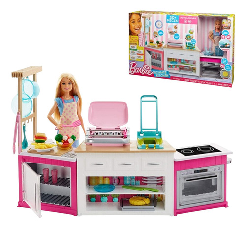 Cocina De Barbie Chef Kitchen Sonidos Y Luces, Muñeca Fisher