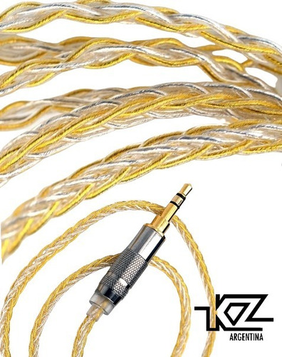 Imagen 3 de 10 de Cable Kz Gold Silver Mixed Upgrade Reforzado Oro Y Plata
