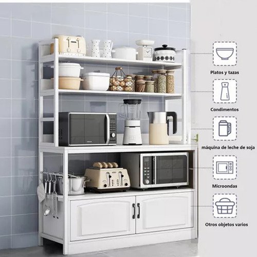 Alacena Armario Almacenamiento Cocina De 4 Nivele Microondas Color Blanco