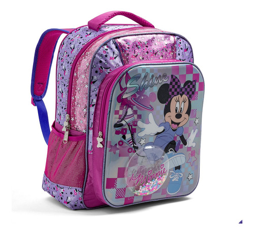 Mochila Escolar Primaria Minnie Mouse Domo Con Estrellas Backpack Ruz