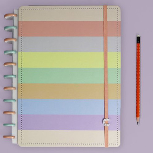 Caderno Inteligente G+ Tons Pastel Arco-íris Com 140 Folhas