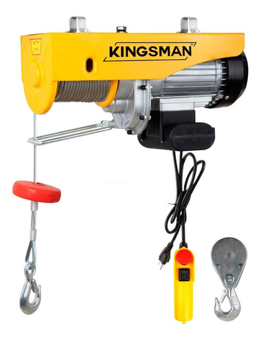 Kingsman 274448  Polipasto Malacate Mini Grua De 400-800 Kg Con Cable 20 M 110v Color Amarillo 
