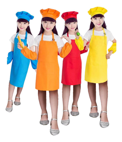 Mini Chef 100% Tela Drill Grueso ( Mandil + Gorro + Mangas) 