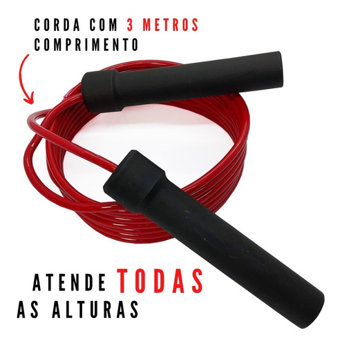 Imagem 3 de 7 de Corda De Pular Com Rolamento Ajustável Vermelha Envio Já