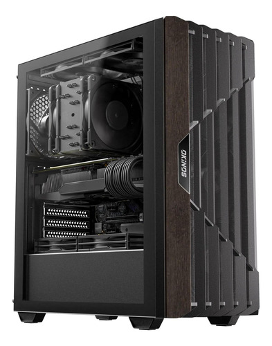 Okinos Oak Wood Atx Pc Case, 4 X 120 Mm 3 Pis Case Sin Pwm P