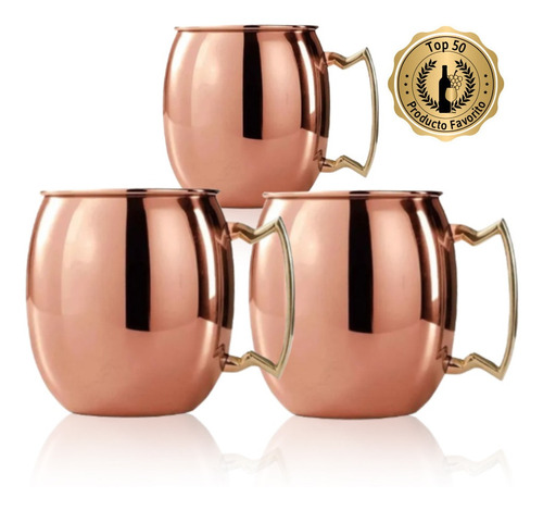 Imagen 1 de 3 de Pack 3  Copper Mug Cobrizado Cocktail