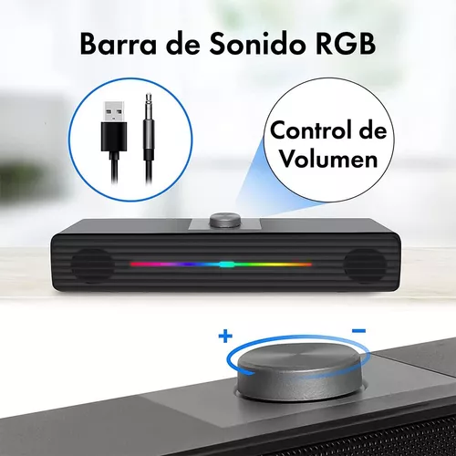 Barra Sonido Luz Rgb 3w Notebook Pc Altavoz Subwoofer Plug