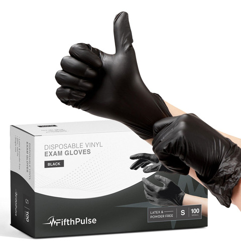 Guantes Desechables De Vinilo Negro Pequeos, Paquete De 100