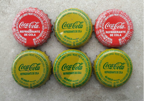 Lote 6 Tampinhas De Coca-cola - Verde E Amarela | MercadoLivre