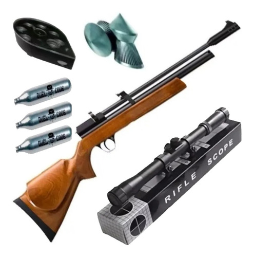Rifle Aire Comprimido Co2 Fox Cr600 + Mira + Cargador + Kit