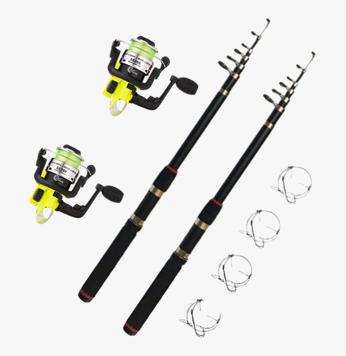 Combo De Pesca: 2 Reel + 2 Cañas 2.10mts + 4 Líneas + Envío