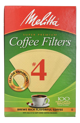 Melitta Filtros De Café Cónicos, Marrón Natural #4, 100 ...