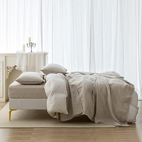 Everly Linen Juego De Sábanas Queen, Sábanas De Lino Francés
