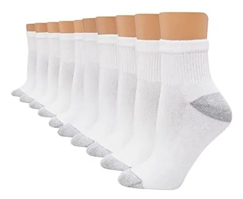 Hanes Calcetines Deportivos Para Mujer, 10 Pares, Color Blan