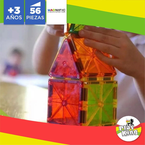 Imagen 4 de 10 de Magnific Bloques Magneticos Con Imanes 56 Piezas Playking