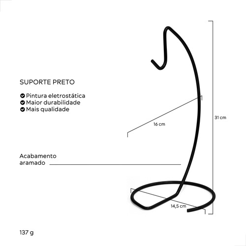 Suporte Mesa Fruteira Para Pendurar Bananas Multiuso Preto