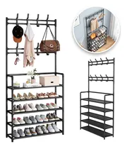 Comprar Zapatero Perchero Rack Organizador Ropa Closet Mueble Hogar 8 Ganchos 5 Niveles Negro Martzun