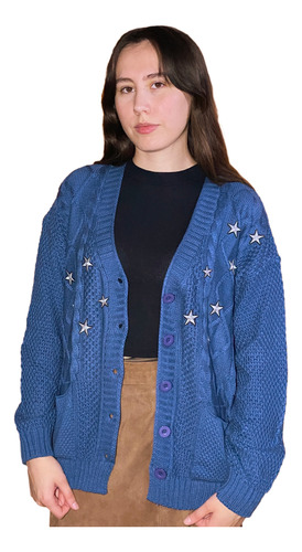 Cardigan Taylor Swift Mujer Saco Oversized Bolsillos De Lana